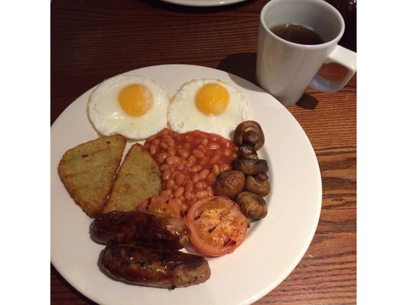 Cuppa and Traditional English Breakfast Food in the UK